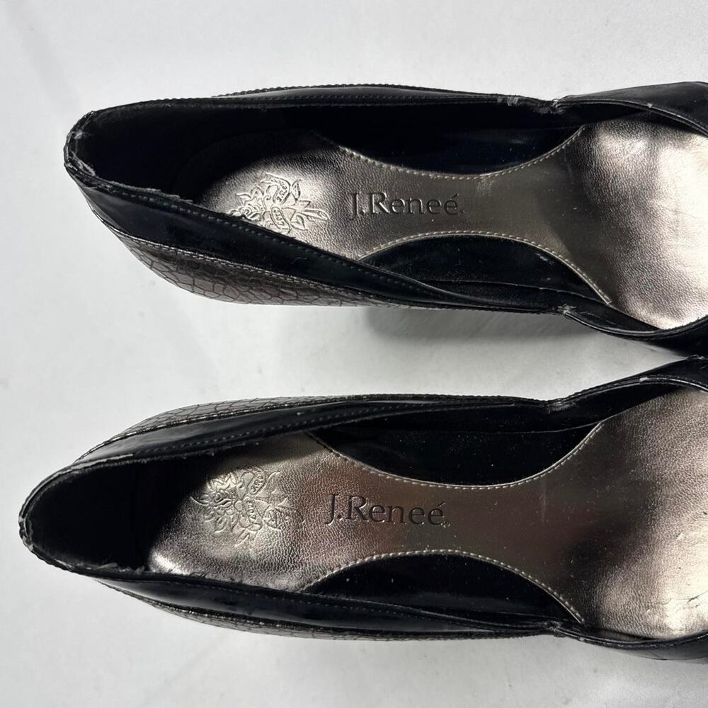J. Renee black & silver crocodile skin texture office siren heels size 9 1/2 - Picture 6 of 8